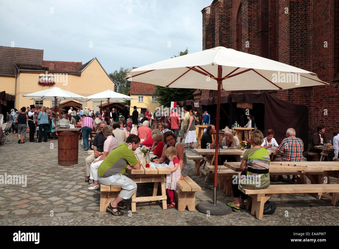 Biedermeier-festival. Old hanseatic town Werben at river Elbe, Altmark, Sachsen-Anhalt, Germany Stock Photo