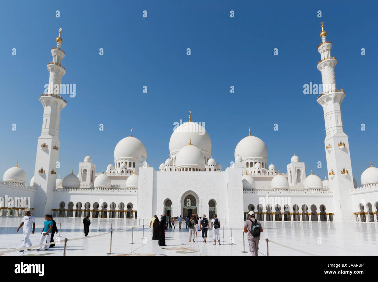 Sheikh Zayed Grand Mosque, Abu Dhabi, United Arab Emirates. Stock Photo