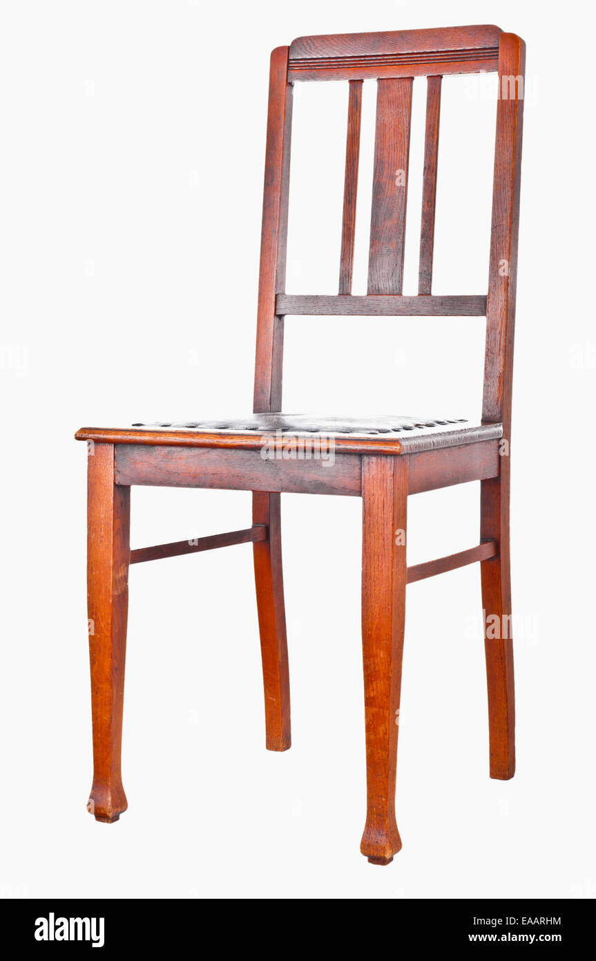 Antique wooden chair isolated over white Stock Photo