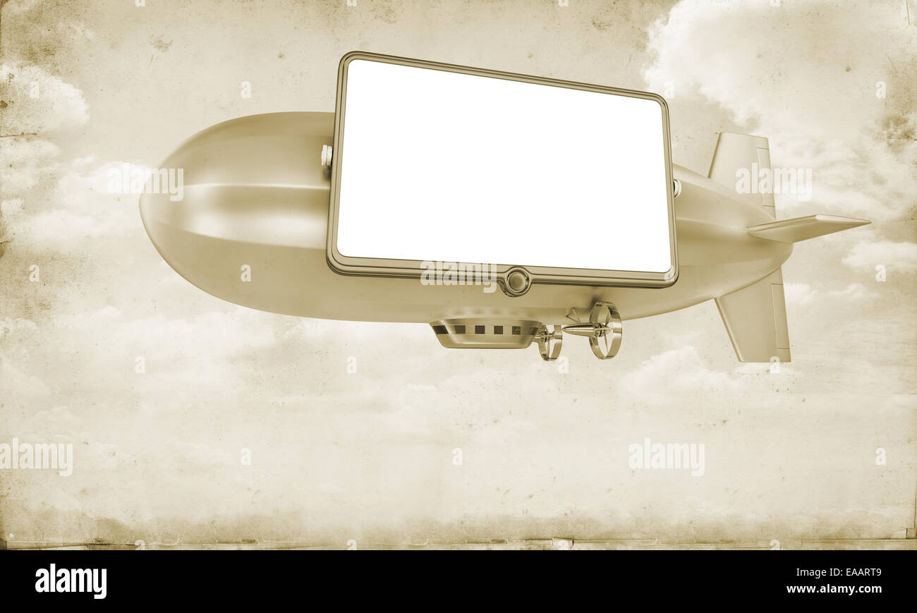 Dirigible with billboard or video screen Stock Photo