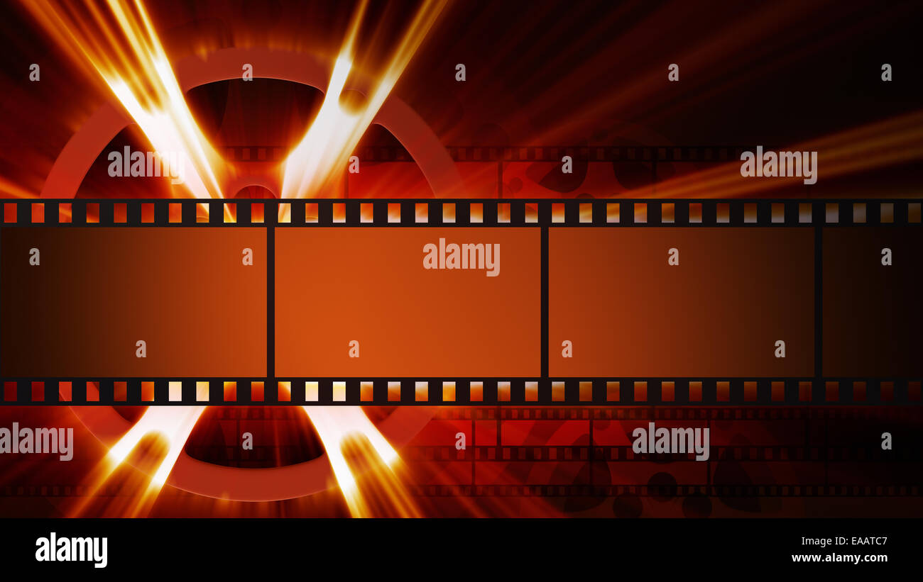 Films and film reel with shine Stock Photo