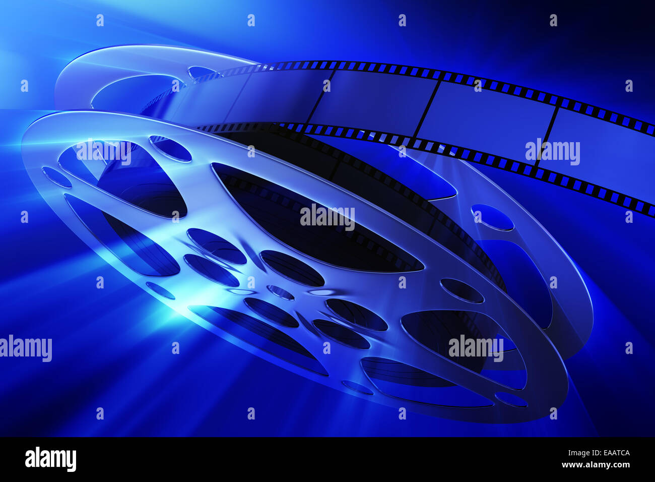 Film reel in blue light Stock Photo Alamy