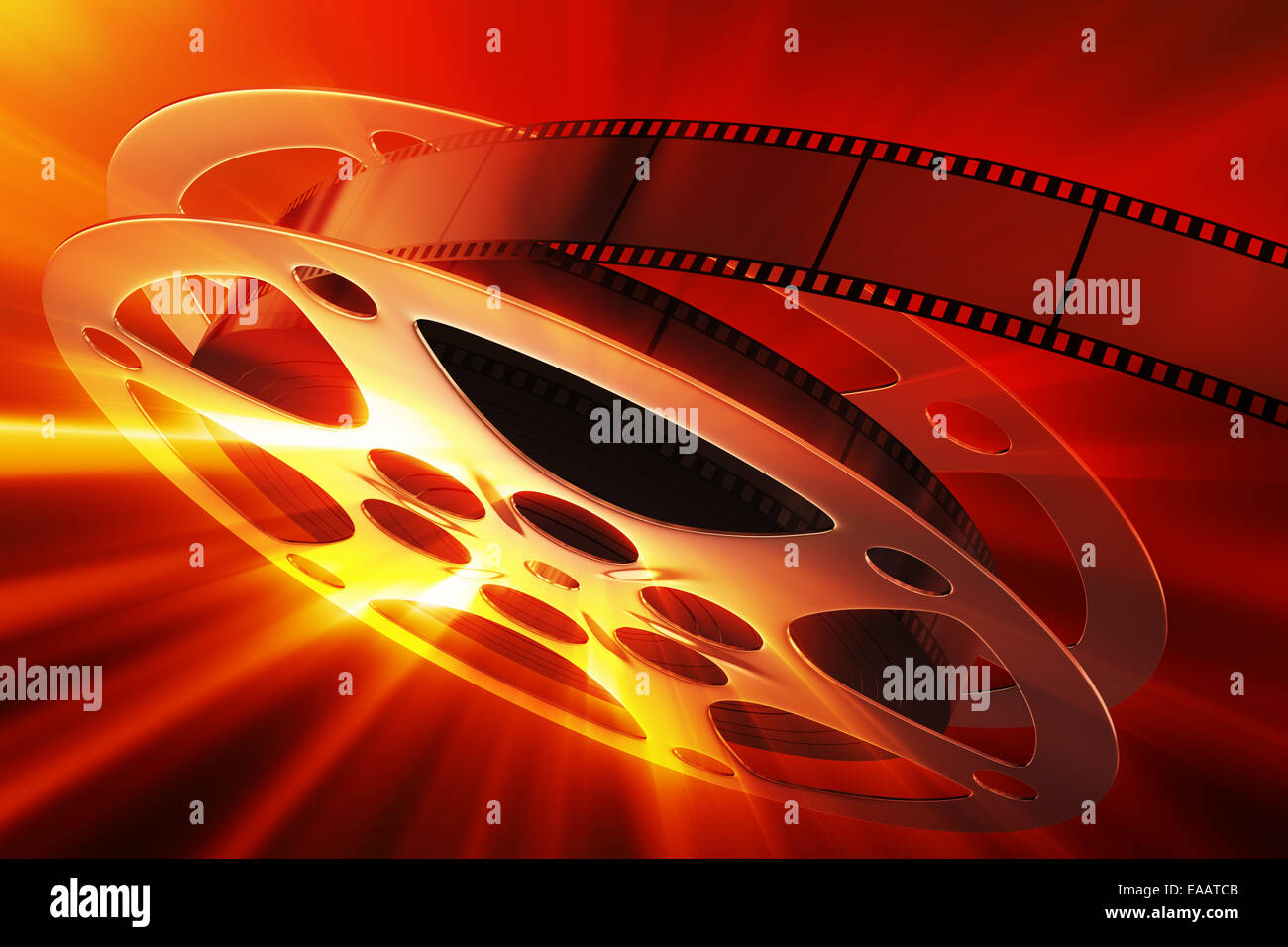 Film reel with magic light Stock Photo