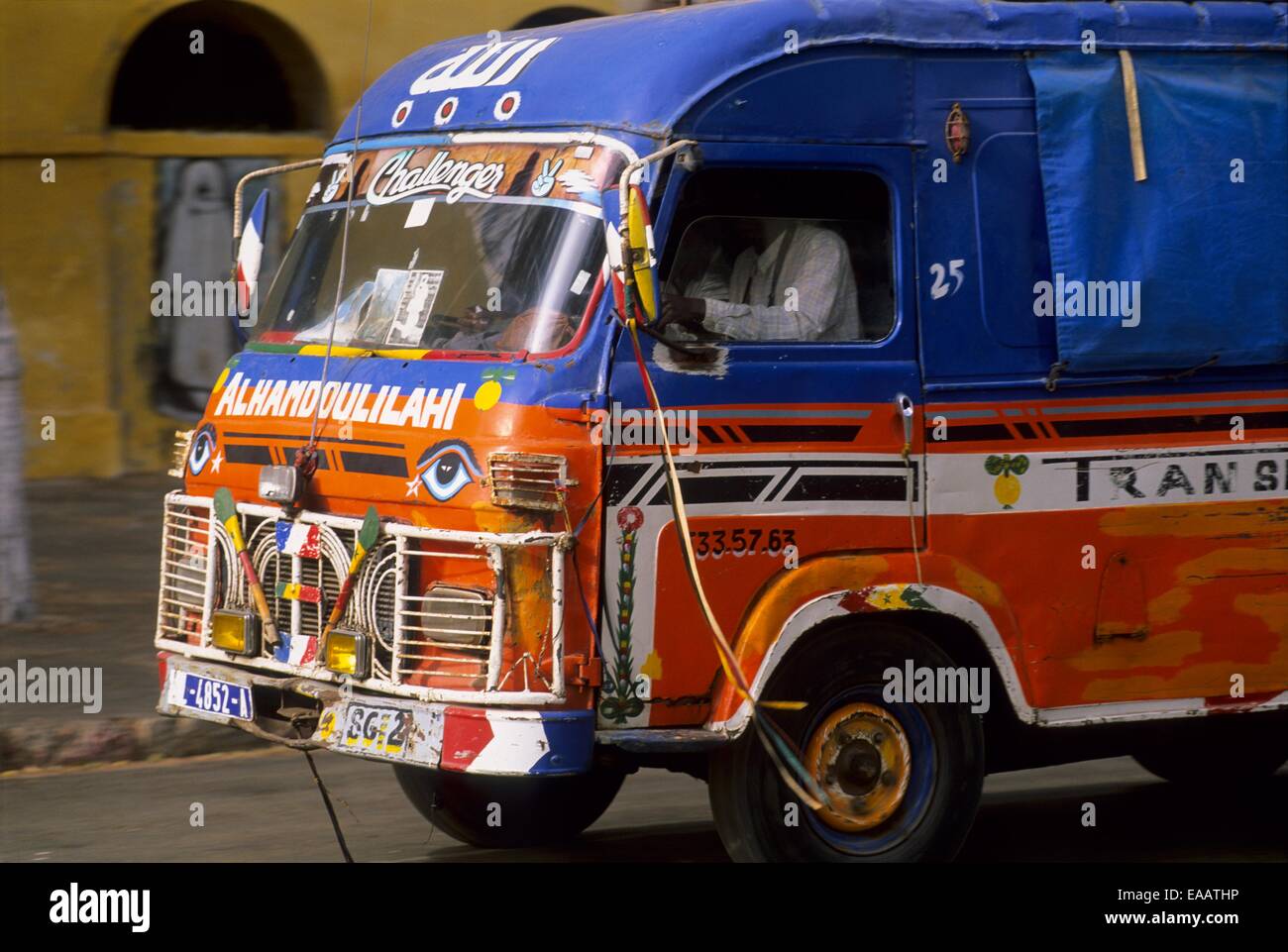 Typical local bus called Car rapide, Saint Louis, Senegal, West Africa Stock Photo