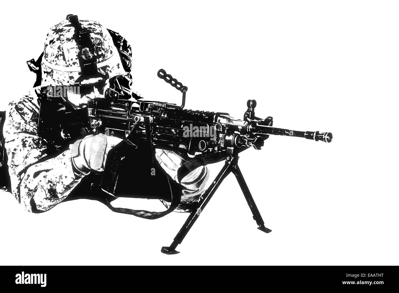 US marine with mashine gun Stock Photo - Alamy