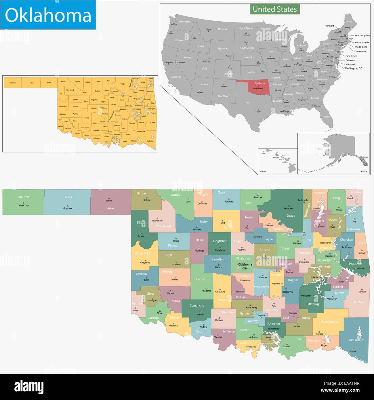 Oklahoma map Stock Photo