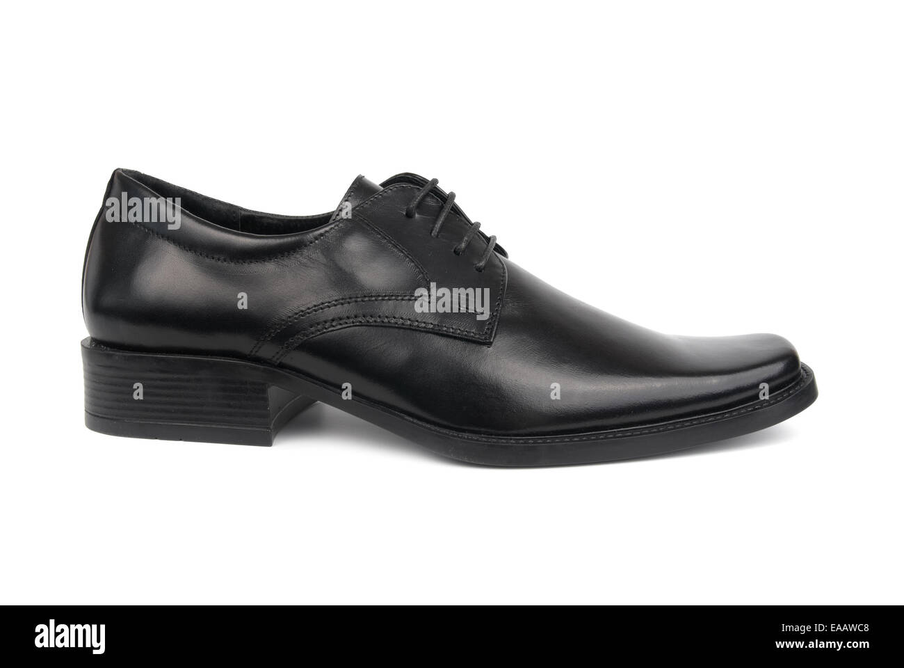 Right man's black shoe isolated on white background Stock Photo - Alamy