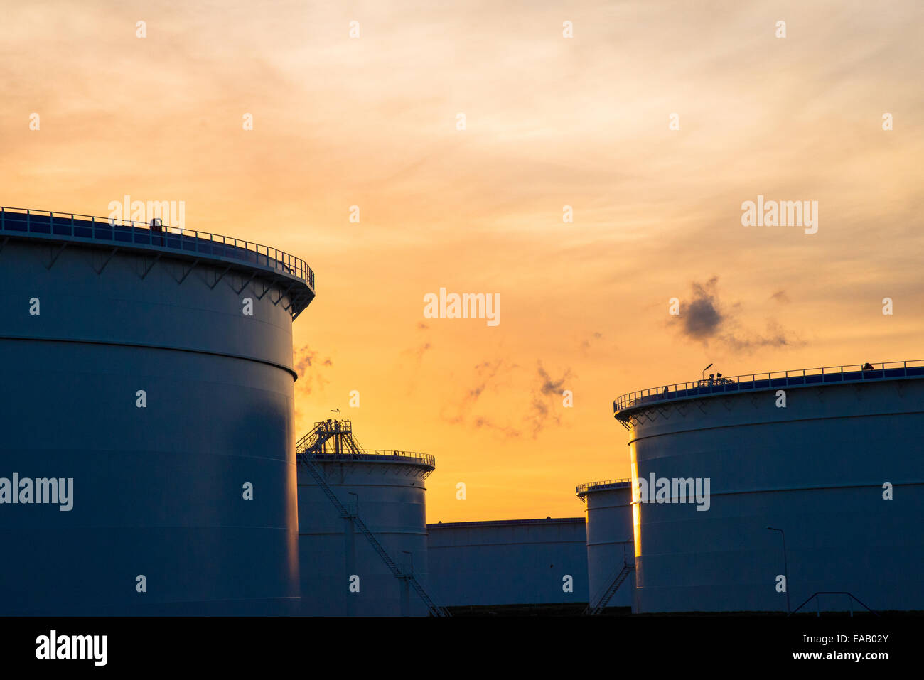 storage tanks for oil in harbour of rotterdam holland Stock Photo