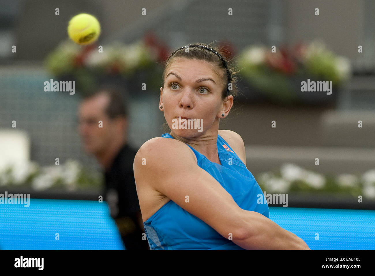Simona Halep of Romania in action against Sabine Lisicki of Germany