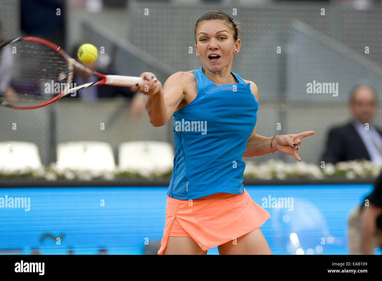 Simona Halep of Romania in action against Sabine Lisicki of Germany