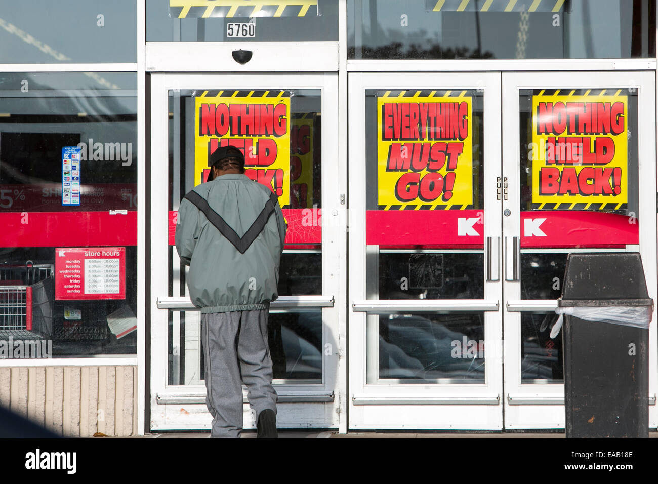 A Kmart retail store with a "Store Closing Sale" banner in Baltimore