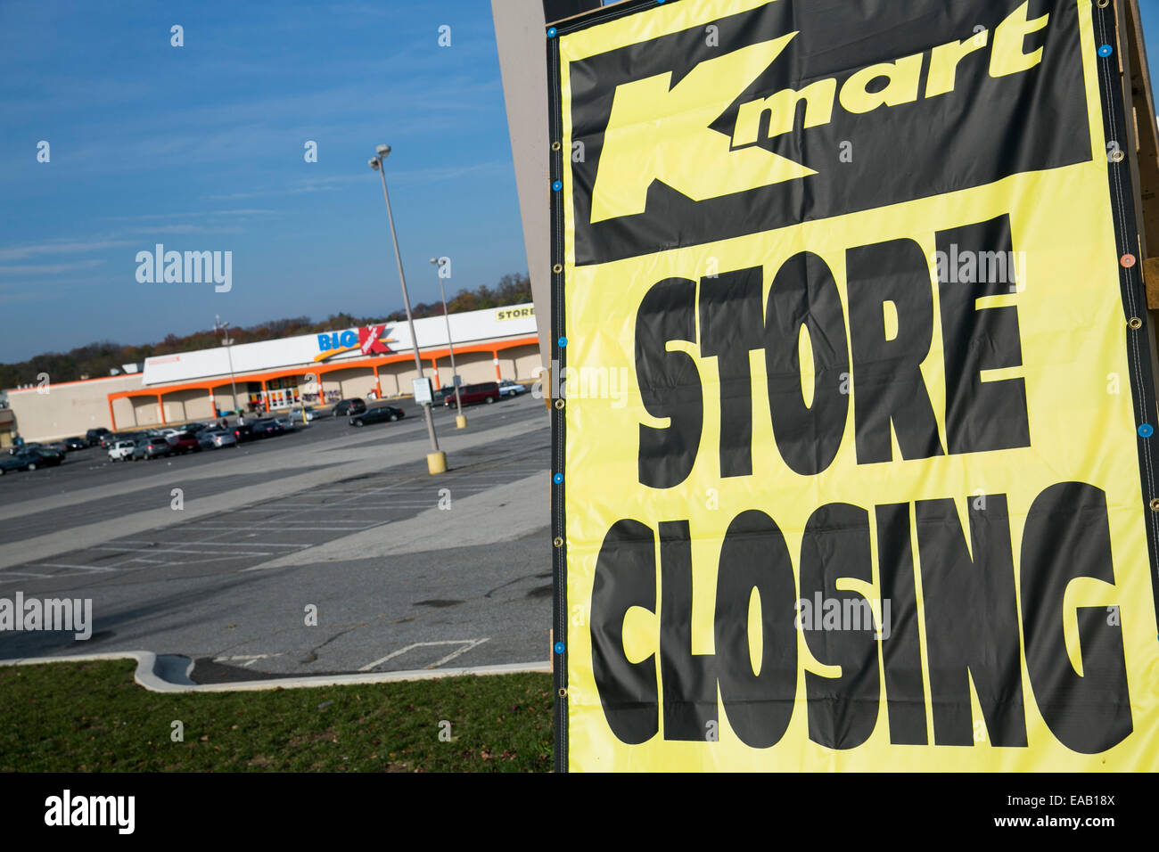A Kmart retail store with a "Store Closing Sale" banner in Baltimore