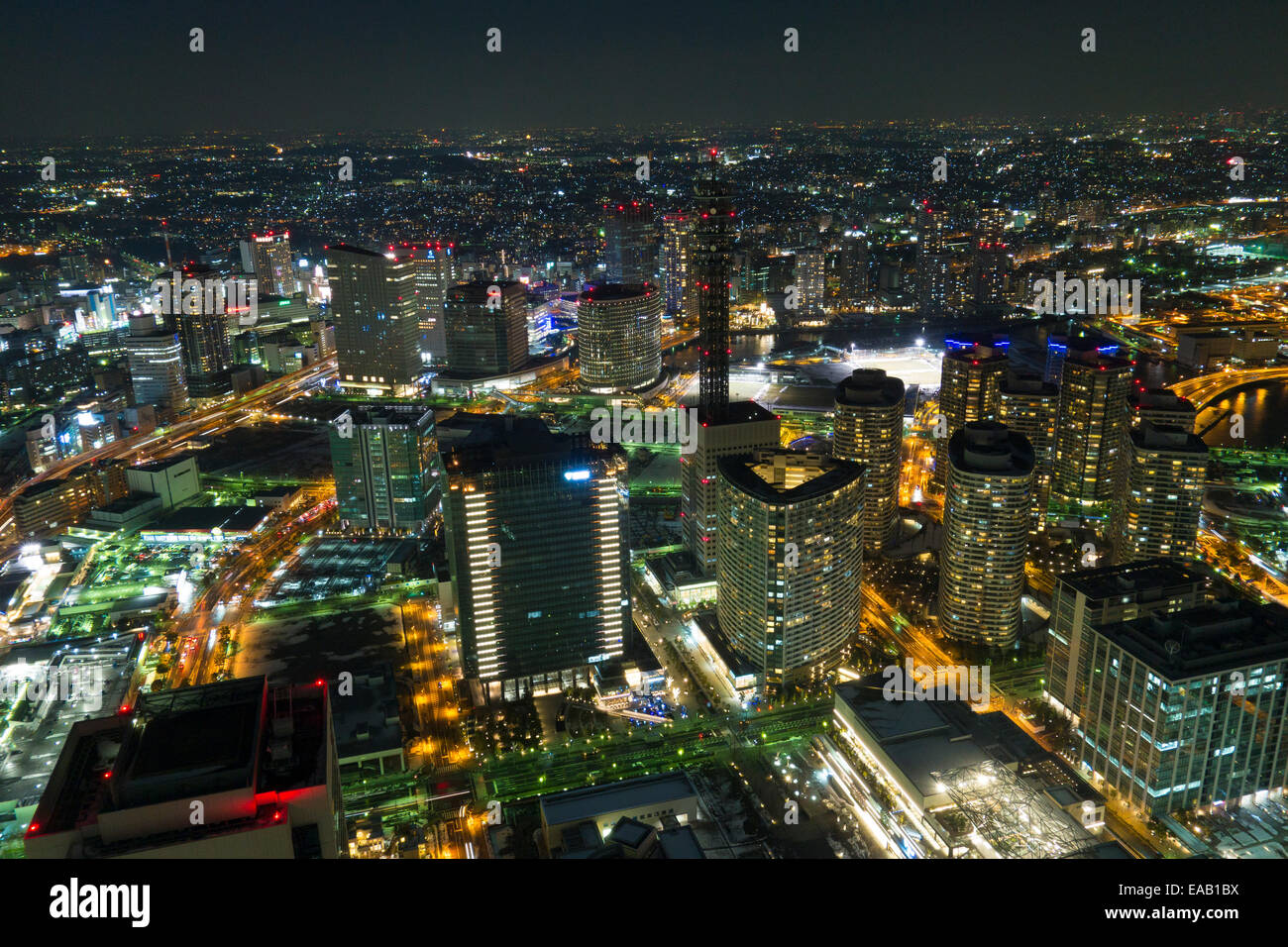 Yokohama City Night View in Japan Stock Photo