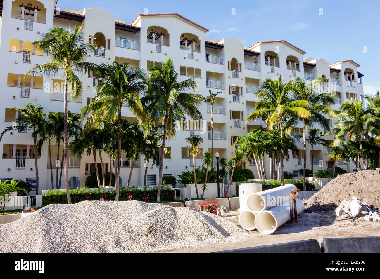 Miami Beach Florida,road repair,capital improvements,construction site,condominium residential apartment apartments building buildings housing,FL14082 Stock Photo