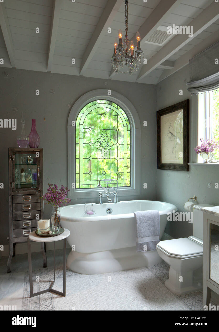 Contemporary bathroom with bath tub Stock Photo