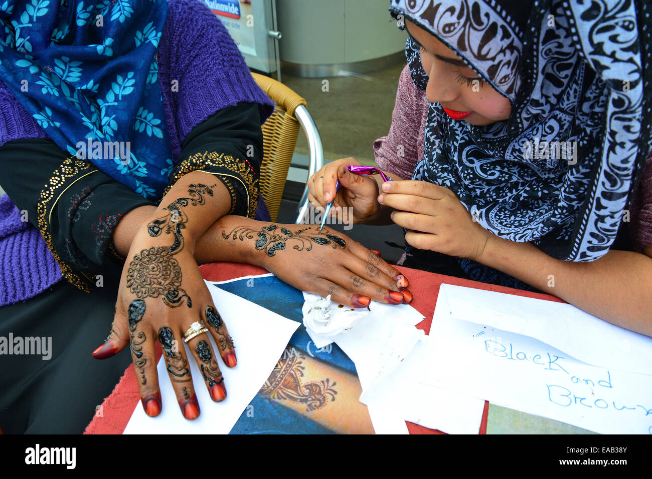 Henna tattooing stall, The Broadway, Southall, London Borough of Ealing