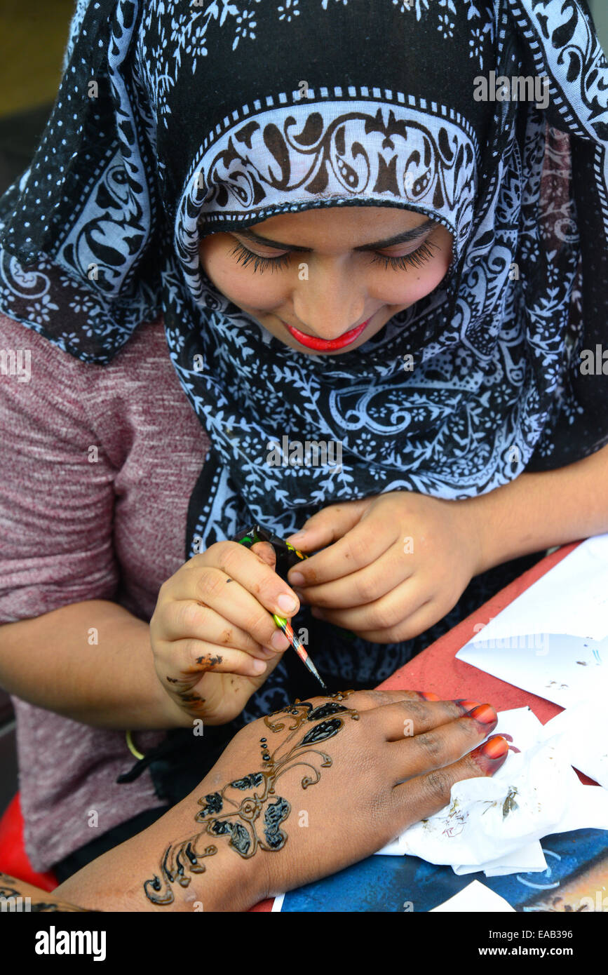 Henna tattooing stall, The Broadway, Southall, London Borough of Ealing