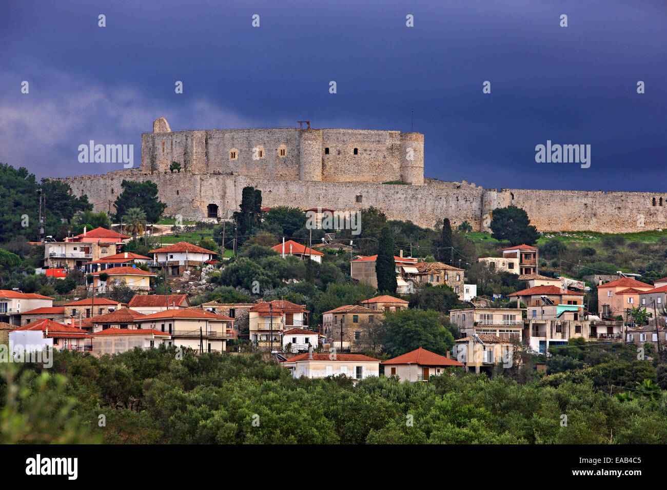 Chlemoutsi ('Clermont') castle at Kastro village (municipality of Andravida-Kyllini), Ileia, Peloponnese, Greece. Stock Photo