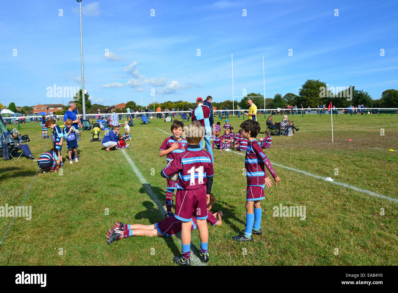 Junior rugby festival, Chobham Rugby Club, Windsor Road, Chobham, Surrey, England, United Kingdom Stock Photo
