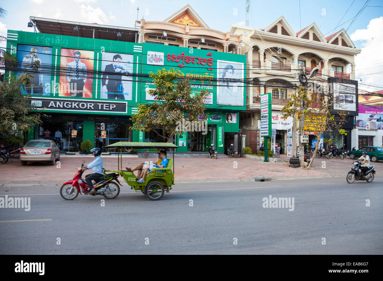 Cambodia, Siem Reap Street Scene. Stock Photo