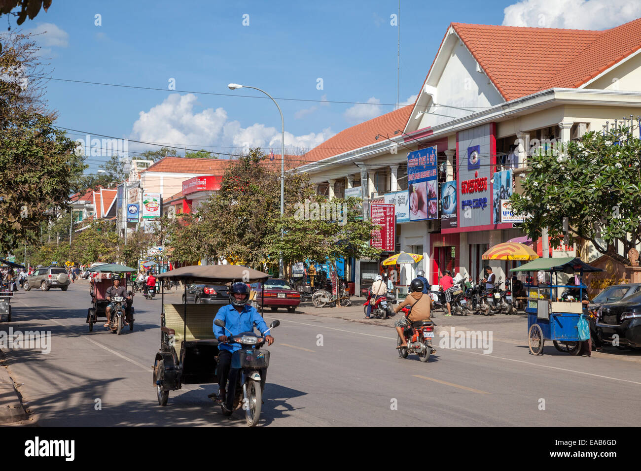 Cambodia, Siem Reap Street Scene. Stock Photo