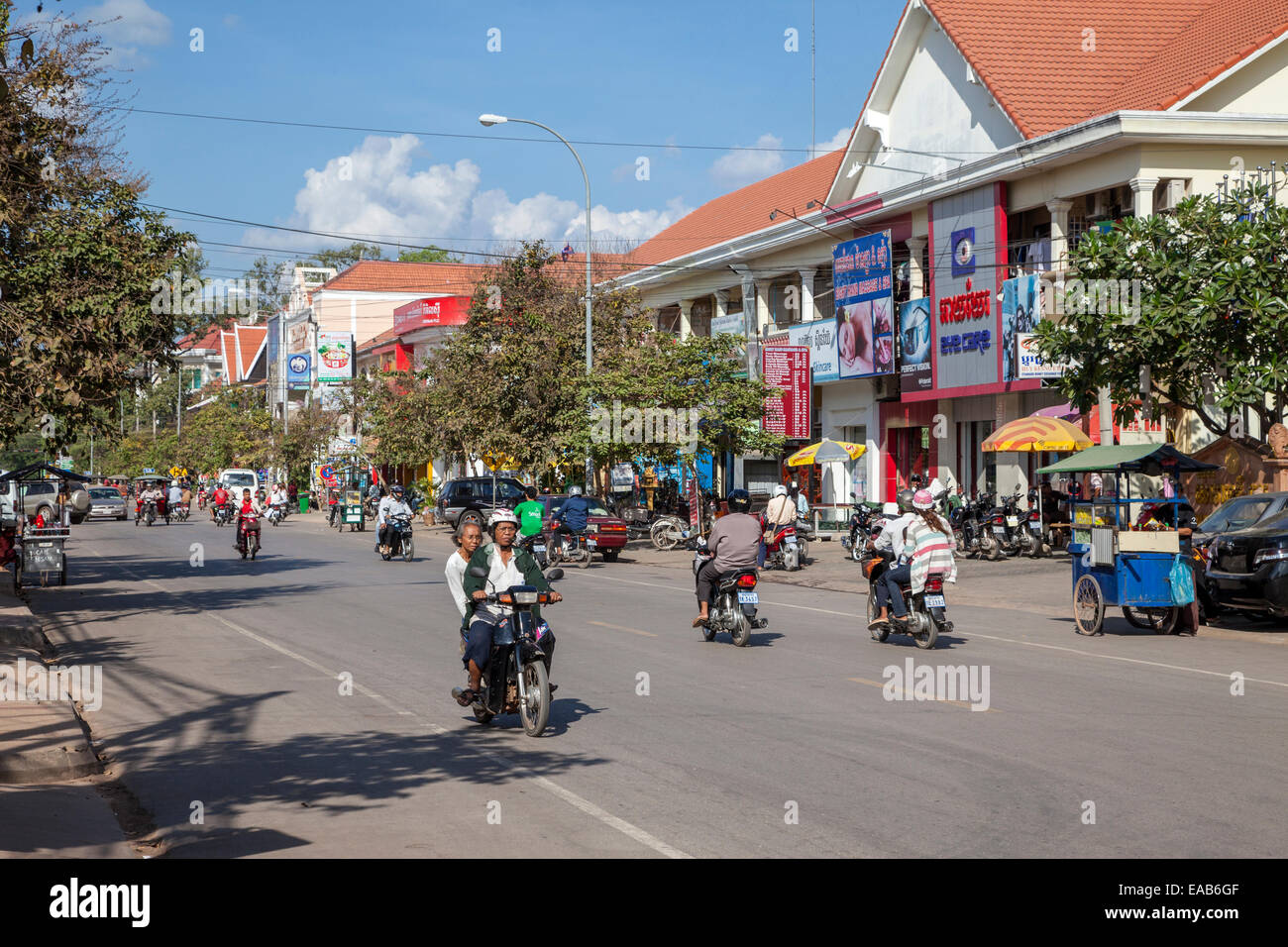 Cambodia, Siem Reap Street Scene. Stock Photo