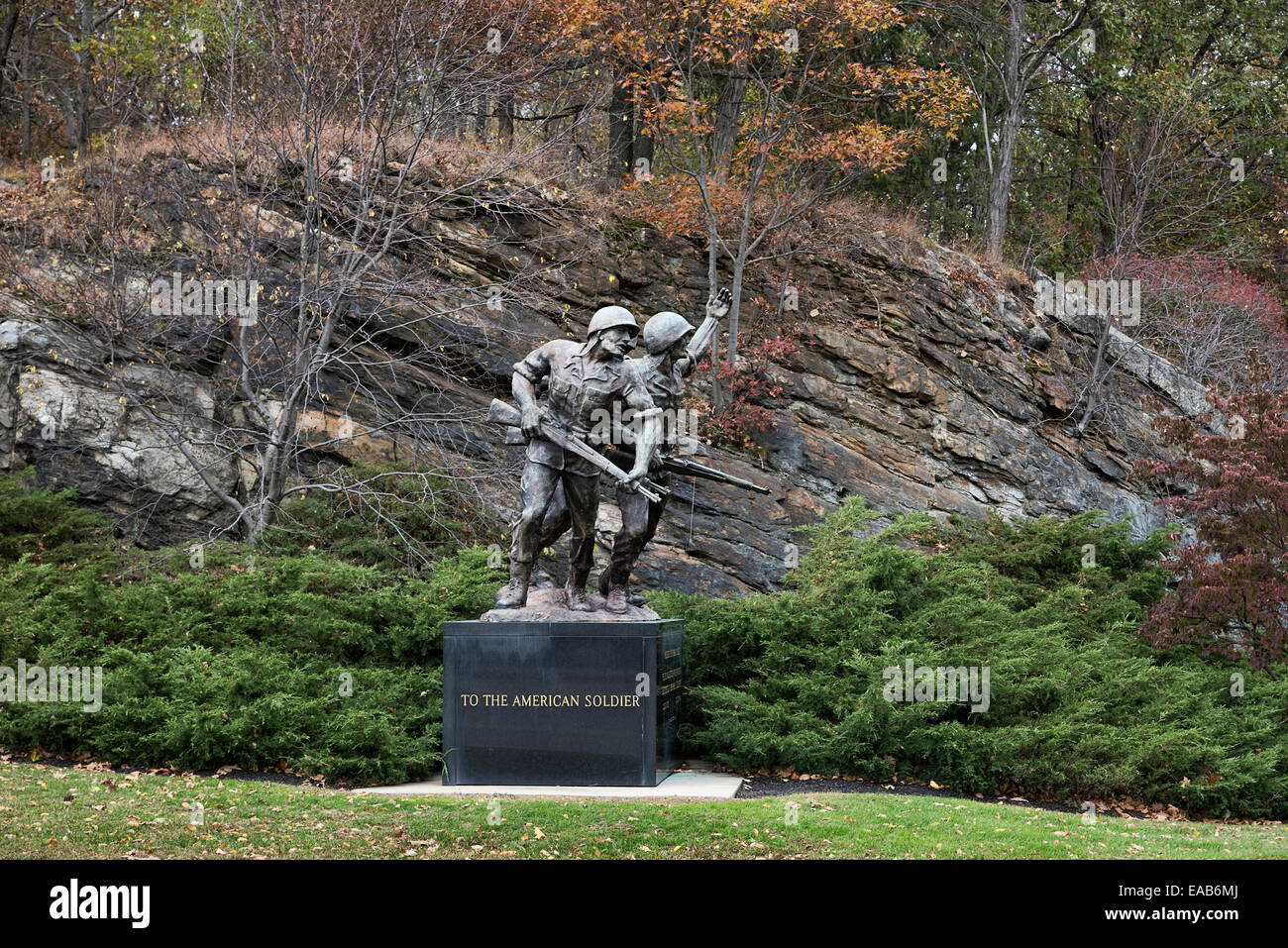 Bronze sculpture tribute to the American Soldiier, West Point Military Academy, New York, USA Stock Photo