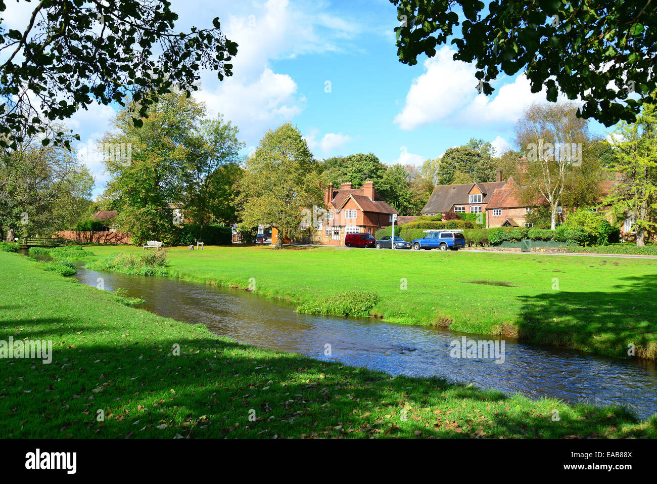 River Tillingbourne and The Green, Abinger Hammer, Surrey, England