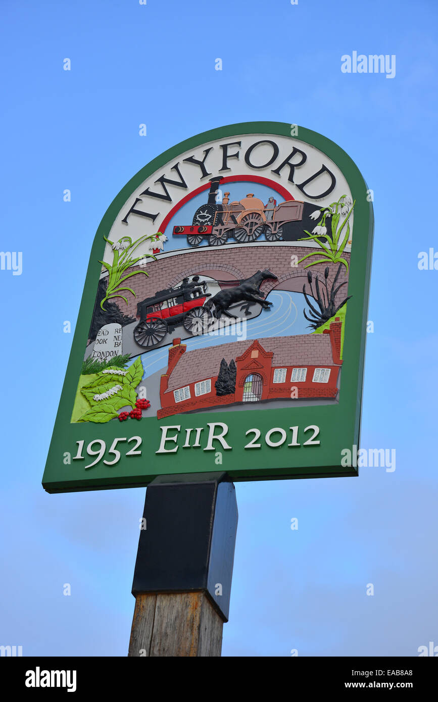 Village sign, High Street, Twyford, Berkshire, England, United Kingdom ...