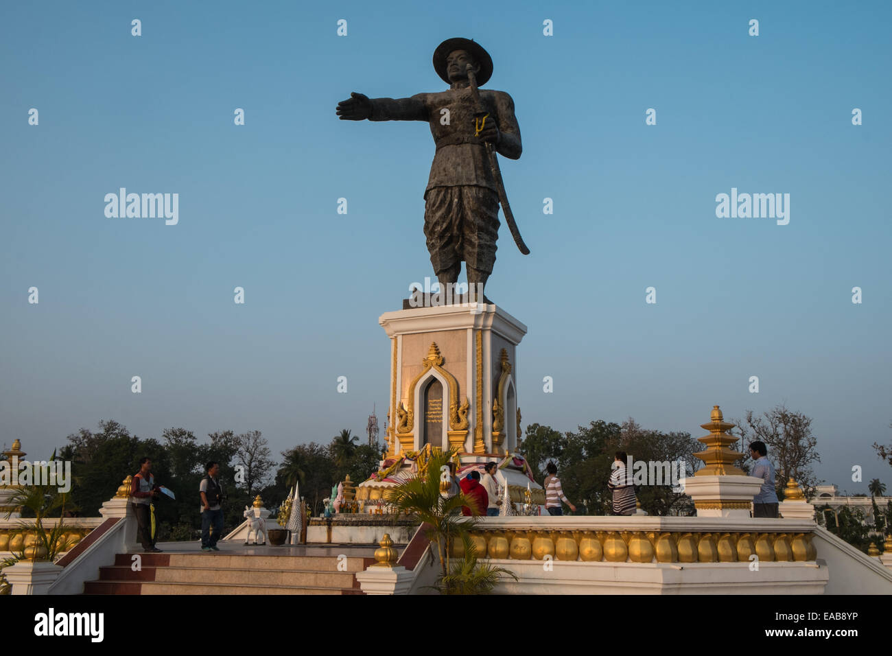 Chao Anouvong Statue Vientiane, capital of Laos, South East Asia, Asia, Stock Photo