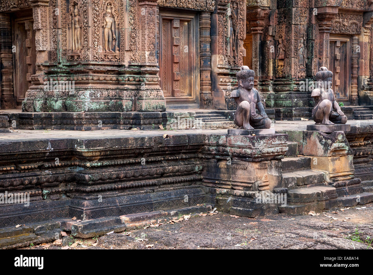 Cambodia, Banteay Srei, Tenth Century A.D.  Facing the Central sanctuary. Stock Photo