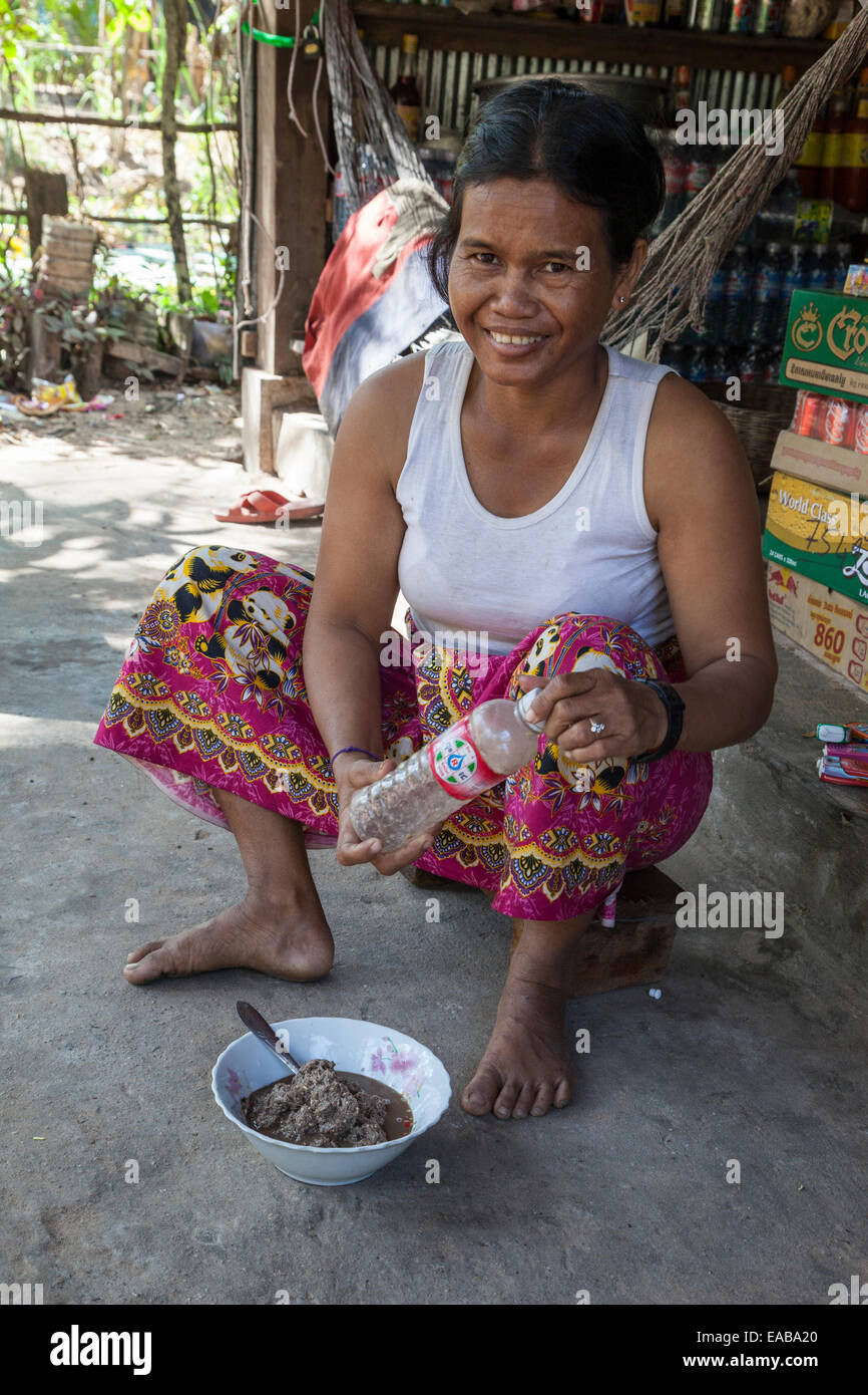 Cambodia. Rural Woman Preparing Food Stock Photo Alamy