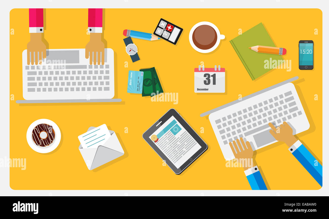 Team Work Flat Concept Vector Illustration Stock Photo - Alamy