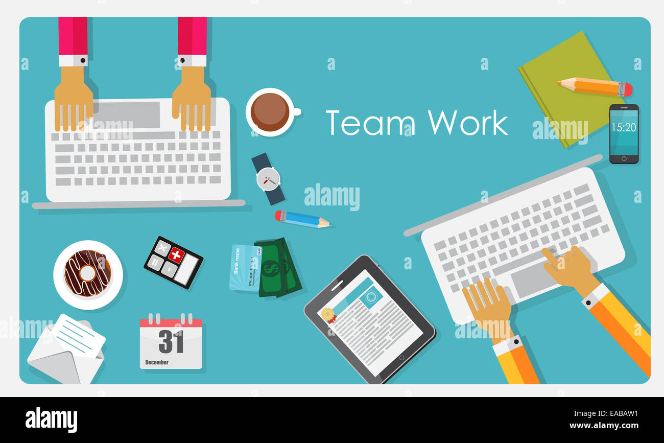 Team Work Flat Concept Vector Illustration Stock Photo - Alamy