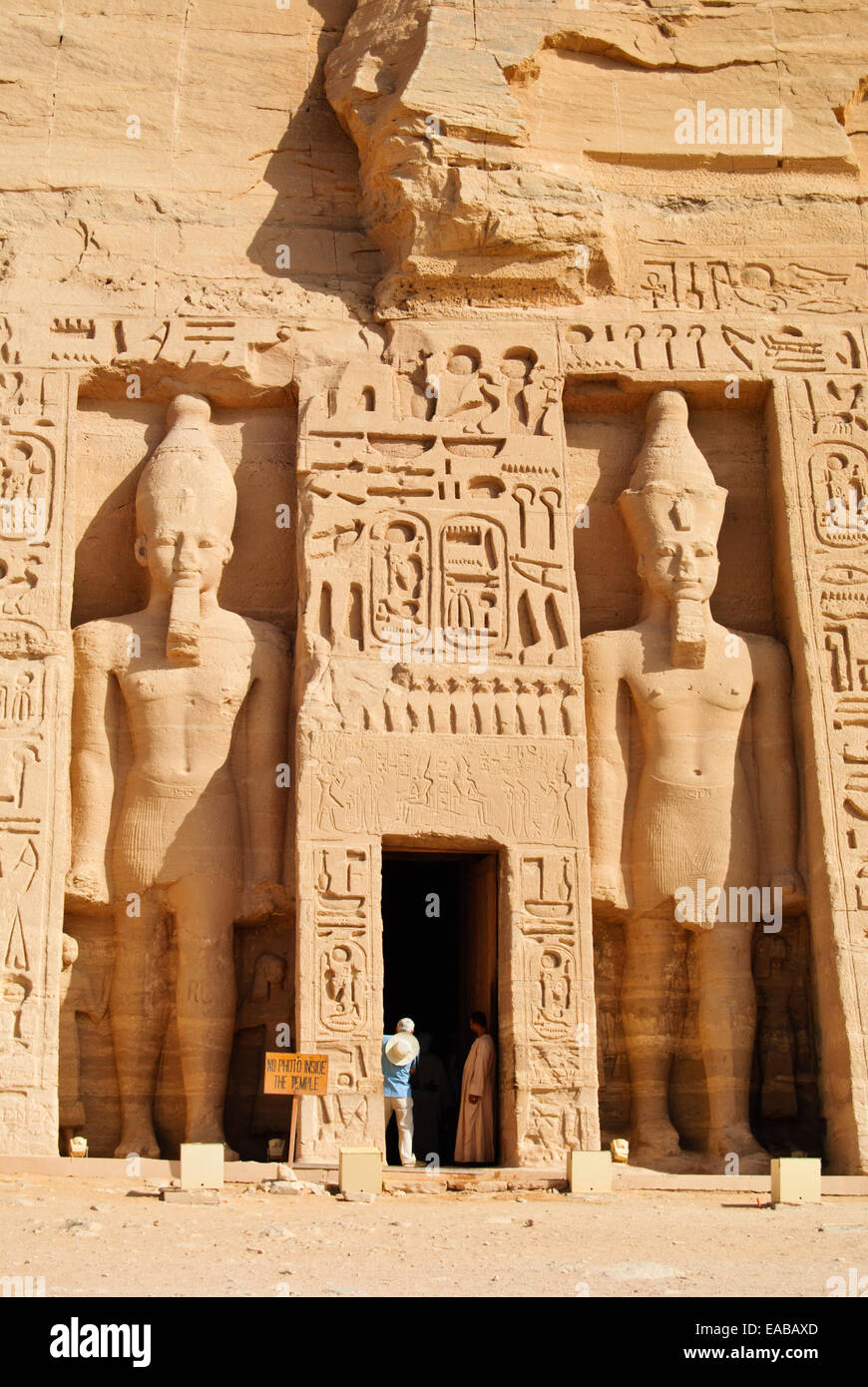 The colossal statues in front of the Abu Simbel temple. Stock Photo