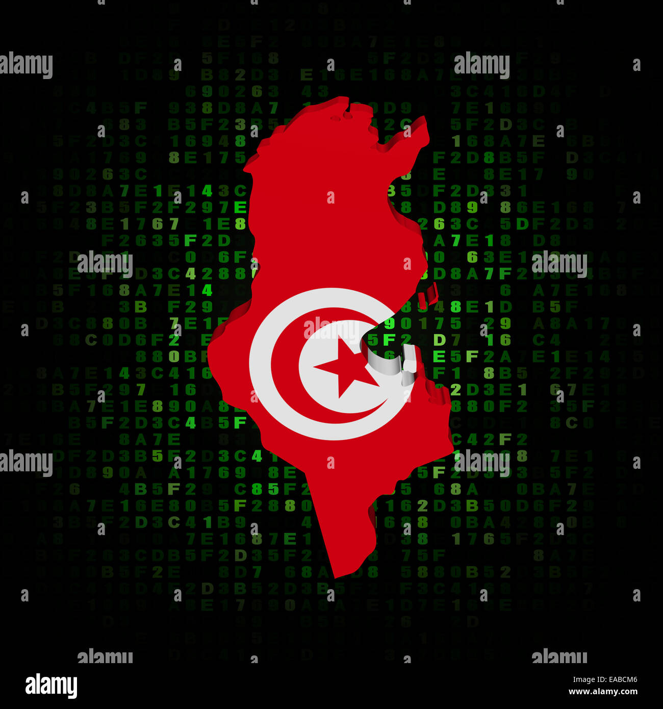 Tunisia map flag on hex code illustration Stock Photo Alamy