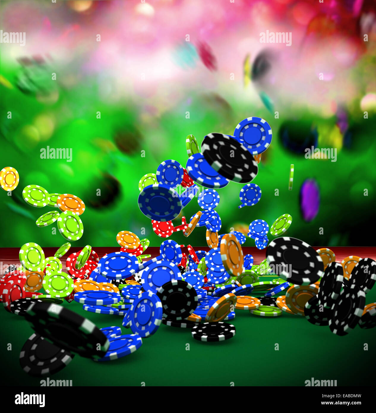 Poker Chips on a gaming table Stock Photo Alamy