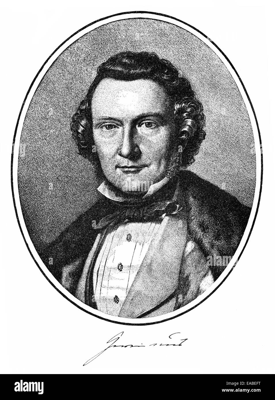 Georg Gottfried Gervinius, 1805-1871, German historian and national-liberal politician, 19th century, Portrait mit Autogramm von Stock Photo