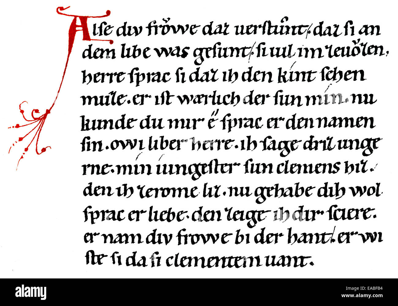 Historic manuscript, Vorau Manuscript, The Emperor Chronicle or crônicâ, history written in rhyming Early Middle High German, 12 Stock Photo