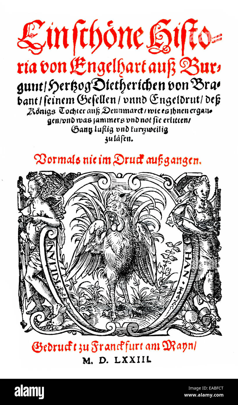 Historic title page of Engelhard, Konrad von Wuerzburg or Master Conrad,  1220-1230 - 1287, German poet, epic and didactic poet Stock Photo - Alamy