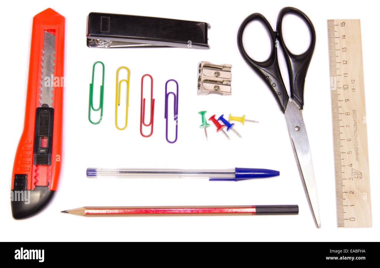 A set of stationery on a white background isolated Stock Photo