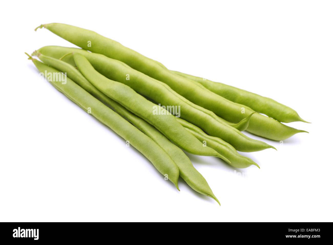 Fresh green beans isolated on white Stock Photo