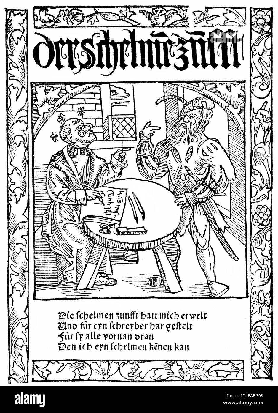 front page, 'rogue's guild', historic print, woodcut from 1512, Thomas Murner, 1475-1537, poet and satirist, humanist and contro Stock Photo