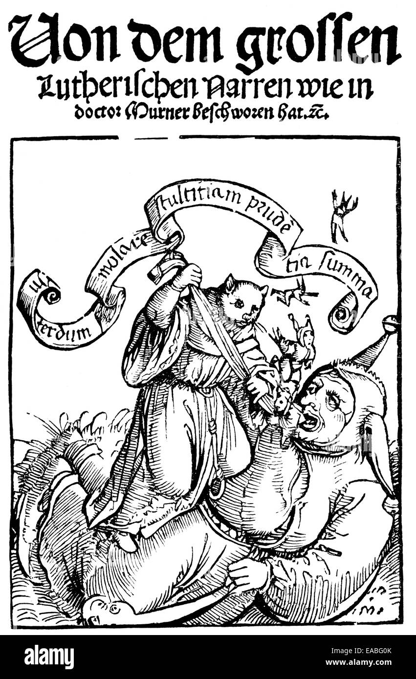 Book, 'from the great Lutheran fool', historic print, 1522, by Thomas Murner, 1475-1537, poet and satirist, humanist and theolog Stock Photo
