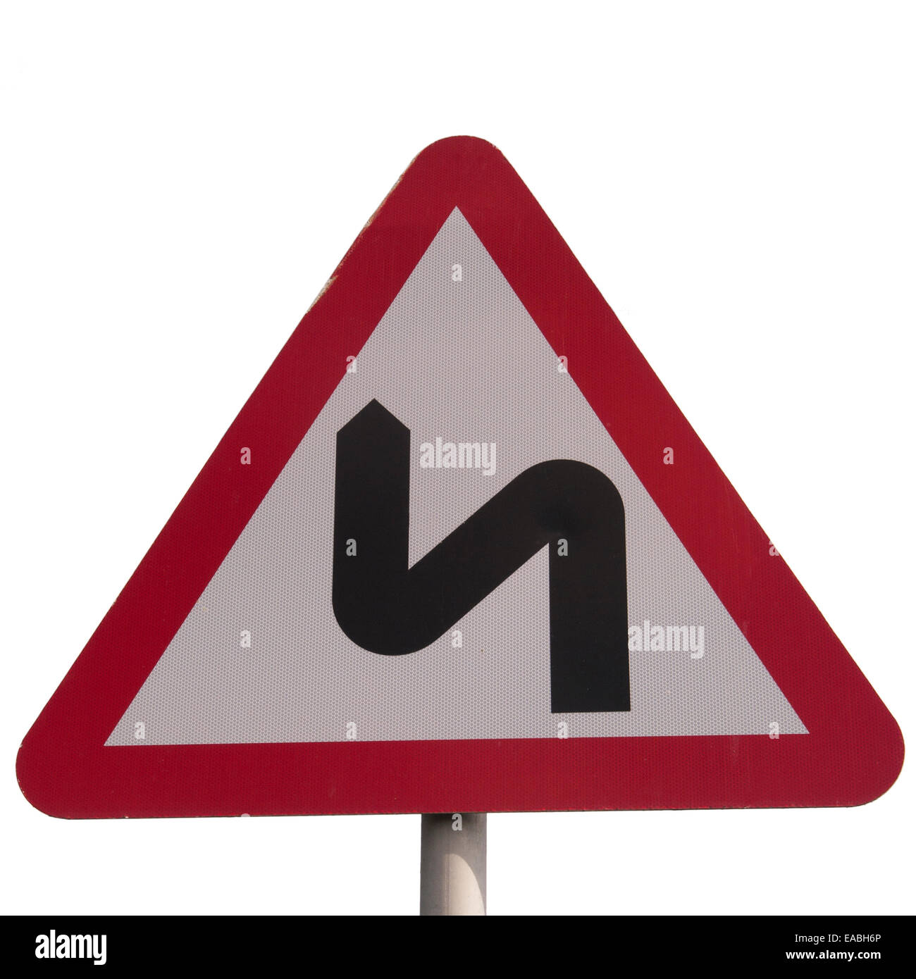 Uk Road Sign Series Of Bends Stock Photo