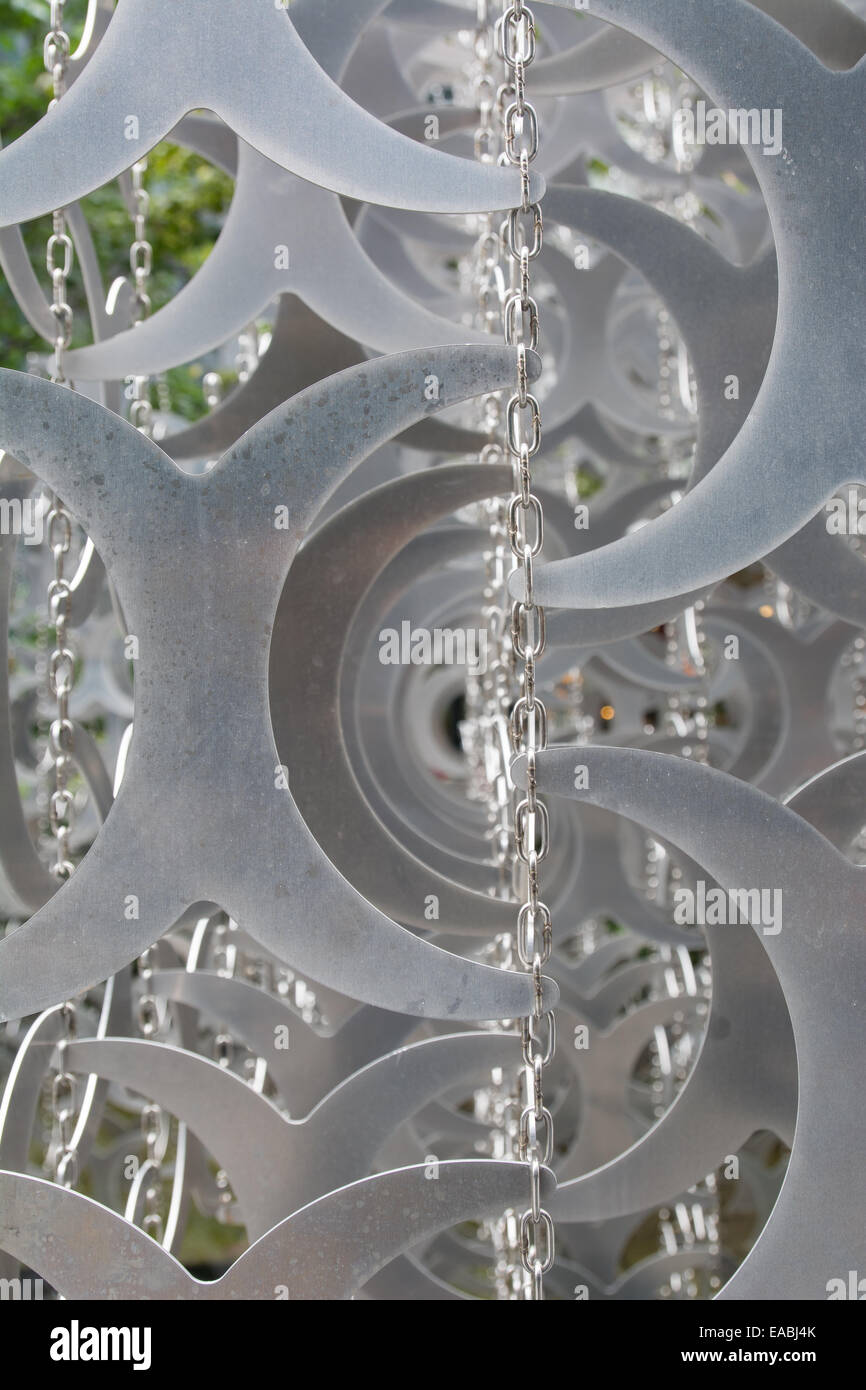 Close-up of Cicil Balmonds's sculpture  H Edge.  Outdoor art installation. Spitalfields public art exhibition.  London Stock Photo