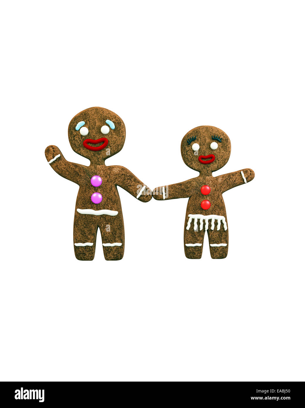 Mrs and mister gingerbread isolated on white background Stock Photo