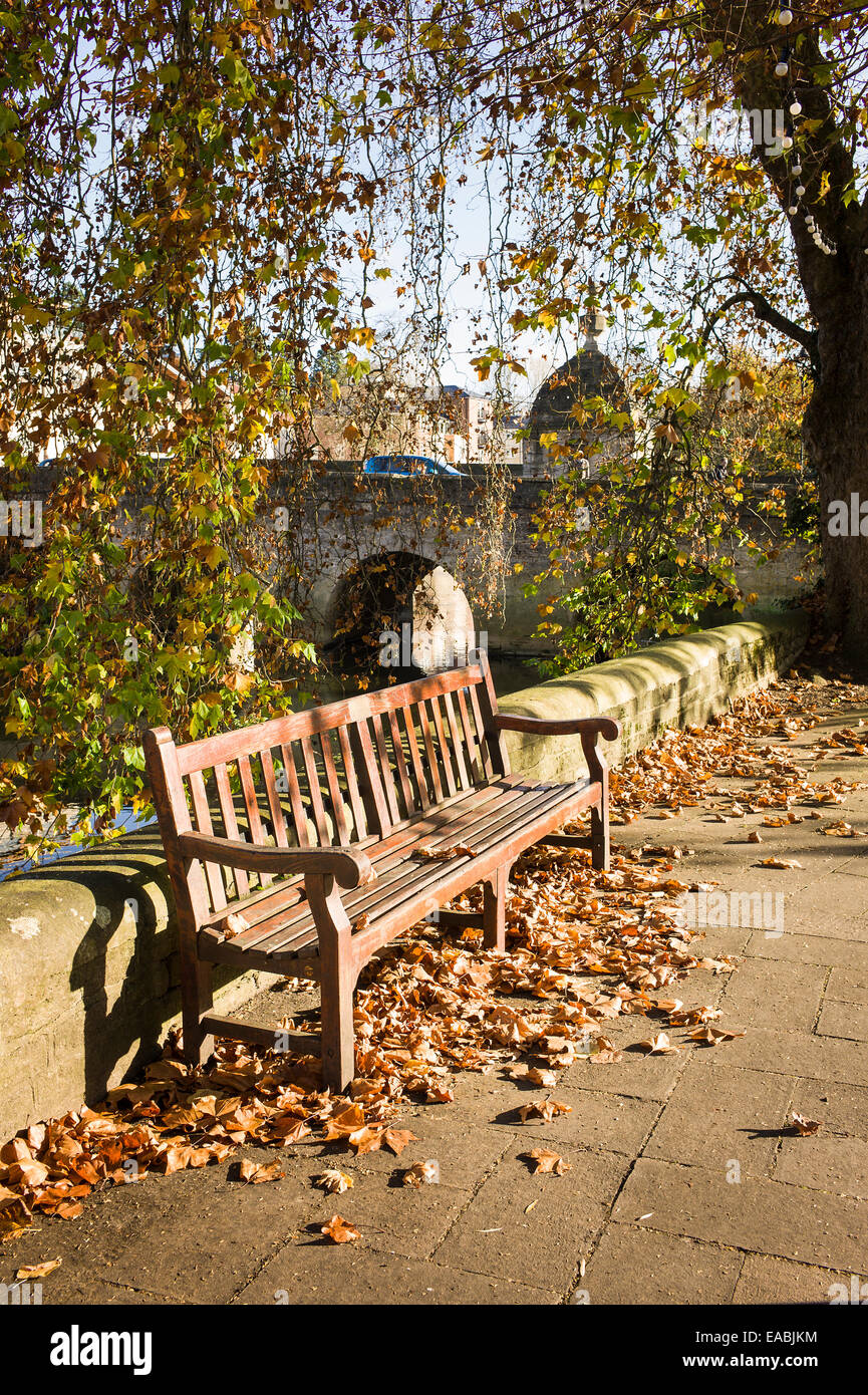 A Small Garden And Bench Seat In Bradford On Avon Uk Stock Photo