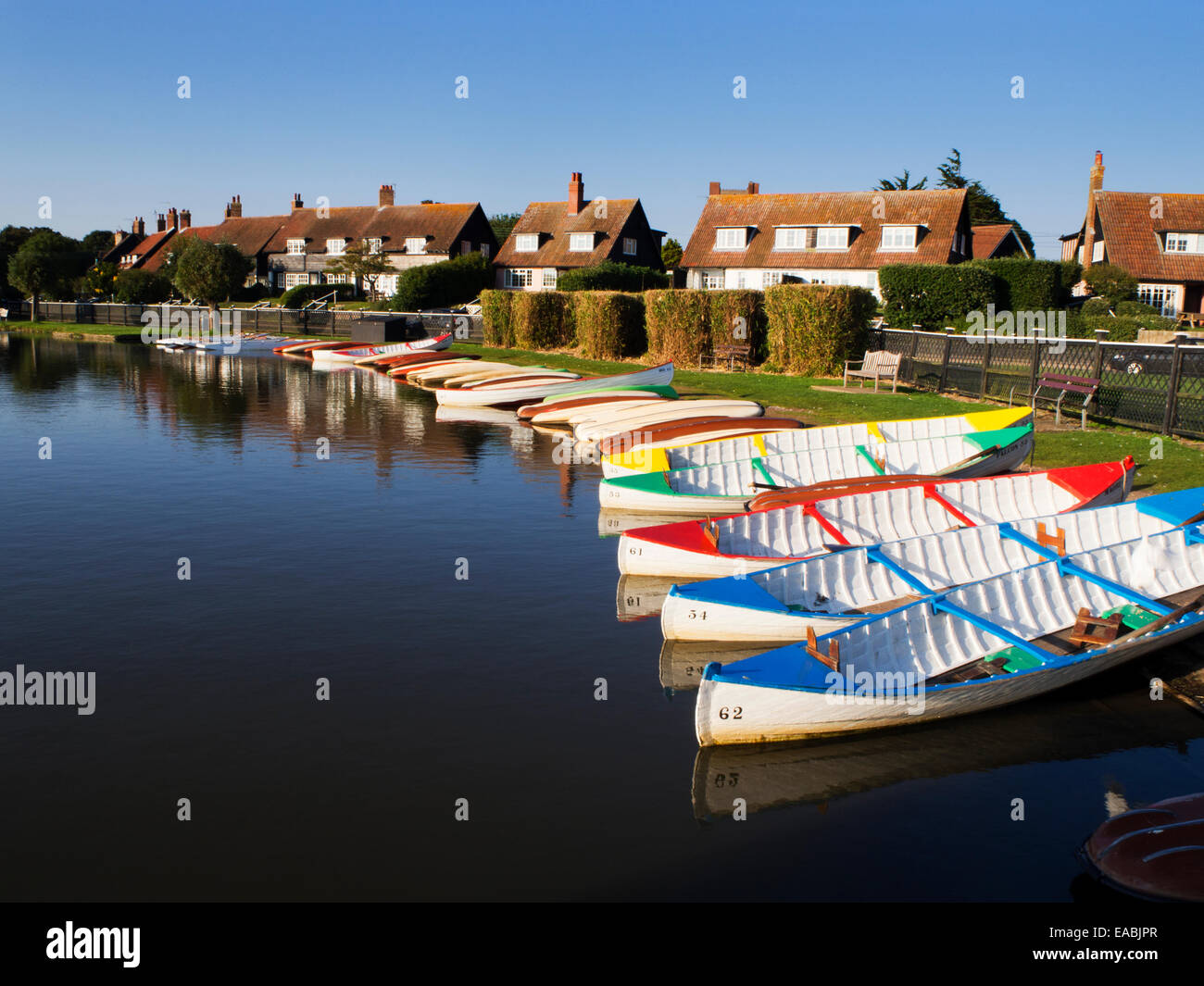 Rowing boats on thorpeness meare suffolk hires stock photography and