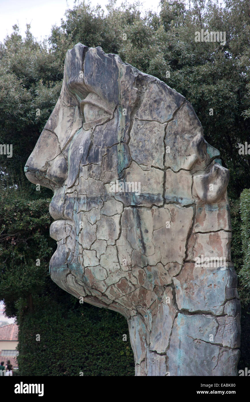 Face Sculpture at Giardino di Boboli (Boboli Garden) Florence Italy Stock Photo